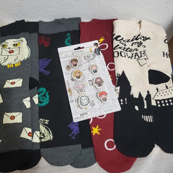 NWOT Harry Potter Socks and Erasers - Picture 1 of 6